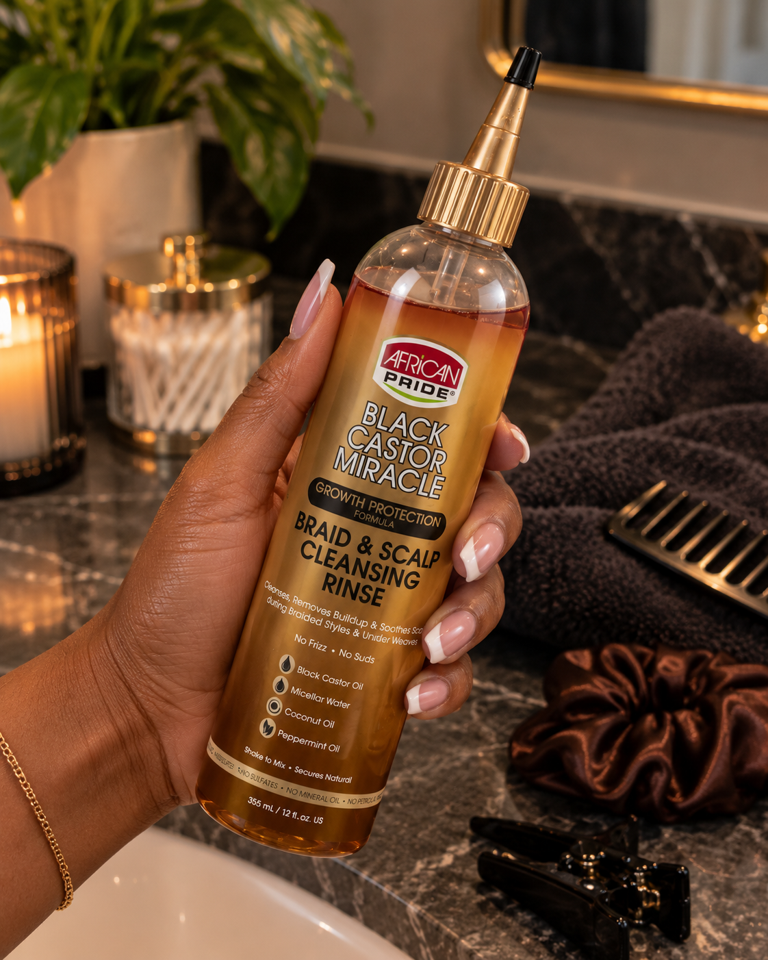 African Pride Black Castor Miracle Braid & Scalp Cleansing Rinse detail